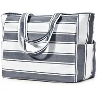 Benza Ibenzoa Große Strandtasche für Damen aus wasserabweisendem, reißfestem Polyester, 52 x 22 x 33 cm, 40 L, Dunkelgrau – Multifunktional für Strand, Reise & Sport