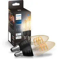 Philips Hue White Ambiance Filament Lampe E14 - Filament Lampe Kerzenform Doppelpack - 350