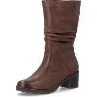Remonte Damen Leder-Stiefelette mit Raffung und Blockabsatz D2A79, Größe:41 EU, Farbe:Braun