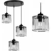 Toolight Pendellampe App513-3Cpr Kristall Schwarz 3-Lichtquelle E27 13X30X12-82Cm Einstellbar