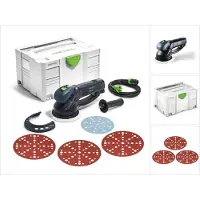 Festool RO 150 FEQ-Plus ROTEX Getriebe Exzenterschleifer 720W 5mm Hub ( 571805 ) im Systainer + 150x Rubin Schleifscheiben