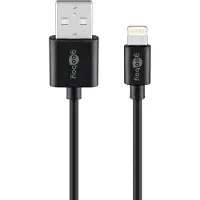 Goobay Lightning USB Lade- und Synchronisationskabel, für Apple iPhone, Apple iPod, Apple iPad, schwarz, 2 Meter