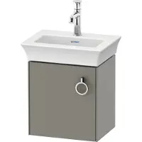 Duravit White Tulip, Waschtischunterbau wandhängend, Breite 384 x Tiefe 298mm, mit 1x Tür Anschlag links, mit Griff, WT4250L9292, Farbe: Steingrau Seidenmatt Lack