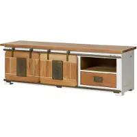 MASSIVMOEBEL24.DE TV-Board Mango 160x45x50 weiß lackiert RAILWAY #501