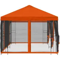 vidaXL Pavillon mit Seitenwänden 6 x 3 m Orange Polyester und Stahl