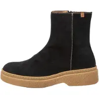El naturalista für Damen. 259011101005_001 Lederstiefeletten N5901 Seidenwildleder Schwarz / Arpea (37), Wohnung, 1 bis 3 cm, Reißverschluss