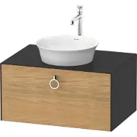 Duravit White Tulip, Waschtischunterbau wandhängend, Breite 800 x Tiefe 550mm, mit 1x Auszug, mit Griff, WT49800H558, Farbe: Korpus: Graphit Seidenmatt, Front: Eiche Natur Massiv