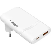 Akyga USB Ladegerät 65 W USB-C, USB-A Weiß, Auto, AC, Weiß