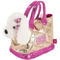 Perletti Handtasche + Plü schhund Didi gold 28cm