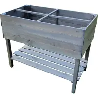 Promadino Frühbeet "aus massivem Kiefernholz, grau imprägniert", grau, B:100cm H:80cm T:50cm, Holzwerkstoff, Pflanzgefäße, Frühbeet, inkl. Pflanzfolie