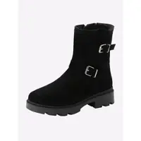 Sheego Stiefelette , Damen, Gr. 37, XXL-Schaft, schwarz, Leder, Veloursleder, Schuhe Stiefelette