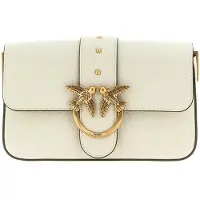 Pinko Umhängetasche Love One Mini Slouchy FL Bianco Seta - Antique Gold creme