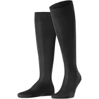 Falke Tiago Herren Kniestrümpfe, 47-48, Schwarz, Uni, Baumwolle