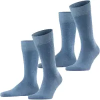 Falke Happy 2-Pack Herren Socken, 39-42, Blau, Uni, Baumwolle