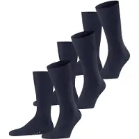 Falke Airport 3-Pack Herren Socken, 45-46, Blau, Uni, Schurwolle