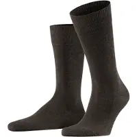 Falke Socken "Family", Herren, Gr. 43-46, braun (5450, schwarz braun), Obermaterial: 92% Baumwolle, 7% Polyamid, 1% Elasthan, unifarben, Socken Socken, für Erwachsene, mit flacher Zehennaht