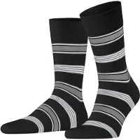 Falke Marina Stripe Herren Socken, 45-46, Schwarz, Streifen, Baumwolle