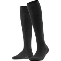 Falke Kniestrümpfe "Family", Damen, Gr. 39-42, schwarz (3089, anthra.mel), Baumwollmischung, unifarben, Socken Kniestrümpfe, für Erwachsene, aus Baumwolle, atmungsaktiv, glatt