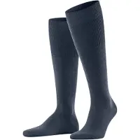 Falke Airport Herren Kniestrümpfe, 45-46, Blau, Uni, Schurwolle