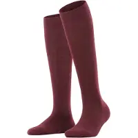 Falke Family Damen Kniestrümpfe, 39-42, Rot, Uni, Baumwolle