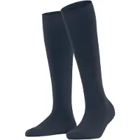Falke Family Damen Kniestrümpfe, 35-38, Blau, Uni, Baumwolle