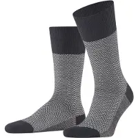 Falke Airport Herringstripe Herren Socken, 39-42, Schwarz, AnderesMuster, Schurwolle