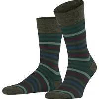 Falke Tinted Stripe Herren Socken, 39-42, Grün, Streifen, Schurwolle