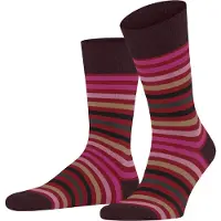 Falke Tinted Stripe Herren Socken, 47-50, Rot, Streifen, Schurwolle