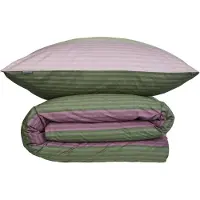 Schiesser Bettwäscheset Vendi | 2-teilig | Gestreift | Renforcé | 100 % Baumwolle | Reißverschluss | 135x200cm + 80x80cm | Grün