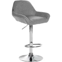 CLP Barhocker höhenverstellbar Braga, Thekenhocker Stoffbezug mit Rückenlehne und Metallgestell, Barstuhl mit integrierter Fußstütze, Farbe: grau, Gestellfarbe: chrom
