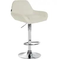 CLP Barhocker höhenverstellbar Braga, Thekenhocker Stoffbezug mit Rückenlehne und Metallgestell, Barstuhl mit integrierter Fußstütze, Farbe: creme, Gestellfarbe: chrom