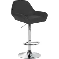 CLP Barhocker höhenverstellbar Braga, Thekenhocker Stoffbezug mit Rückenlehne und Metallgestell, Barstuhl mit integrierter Fußstütze, Farbe: dunkelgrau, Gestellfarbe: chrom