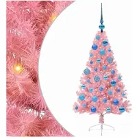 vidaXL Künstlicher vorbeleuchteter Weihnachtsbaum Rosa 120 cm PVC