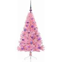 vidaXL Künstlicher vorbeleuchteter Weihnachtsbaum Rosa 120 cm PVC