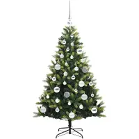 vidaXL Künstlicher geflammter Weihnachtsbaum 150 LEDs Grün 120 cm