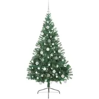 vidaXL Künstlicher vorbeleuchteter Weihnachtsbaum Grün 180 cm PVC