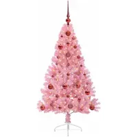 vidaXL Künstlicher vorbeleuchteter Weihnachtsbaum Rosa 120 cm PVC