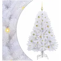 vidaXL Künstlicher klappbarer Weihnachtsbaum Weiß 150 cm PVC und Stahl