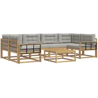 vidaXL Outdoor-Sofagarnitur 5 stk. Weiß und Hellgrau