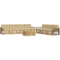 vidaXL Outdoor-Sofagarnitur 8 stk. Weiß und Beige Polyester