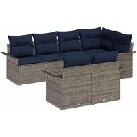 vidaXL Garten-Sofa-Set 7 stk. Grau Poly Rattan