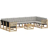 vidaXL Outdoor-Sofagarnitur 11 stk. Weiß und Hellgrau