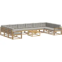 vidaXL Outdoor-Sofagarnitur 11 stk. Weiß und Hellgrau