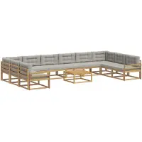 vidaXL Outdoor-Sofagarnitur 11 stk. Weiß und Hellgrau