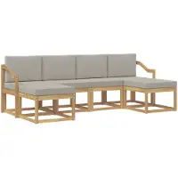 vidaXL Outdoor-Sofagarnitur 6 stk. Weiß und Hellgrau