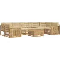 vidaXL Outdoor-Sofagarnitur 8 Stk. Weiß und Beige Massivholz Akazie