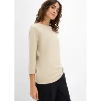 Bonprix T-Shirt , Damen, Gr. 44/46 (L), rauchkhaki, Obermaterial: 100% Baumwolle, bequem, Shirts T-Shirt, mit 3/4-Ärmeln, aus schwerer Baumwolle, in mehreren Größen