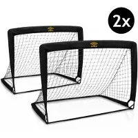 Umbro Pop-Up Fußballtore Set aus 2 Toren - Fußballgoals 120 x 90 x 90 cm - Inklusive Tragetasche und Erdspießen - Für Innen und Außen - Fußball Trainingsmaterial - Schwarz