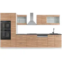 Vicco Küchenzeile R-Line Sonoma/Weiß 350 cm mit Hochschrank, AP Anthrazit, Model 42333