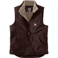 Carhartt Weste Herren Washed Duck Stehkragen Weste Dark Brown-L